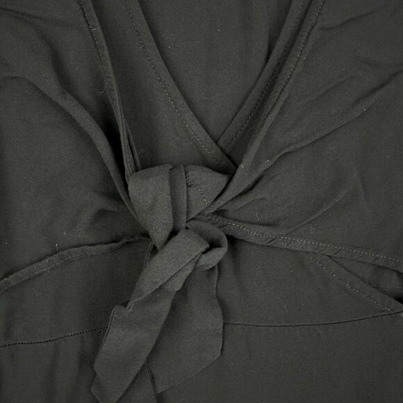 ASOS Wrap Dress Womens 10 Black Layered Tie Front Flowy Basic Minimalist - Picture 3 of 16